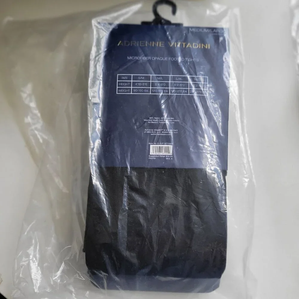 Adrienne Vittadini MicroFiber Opaque Footed Tights Size M/L